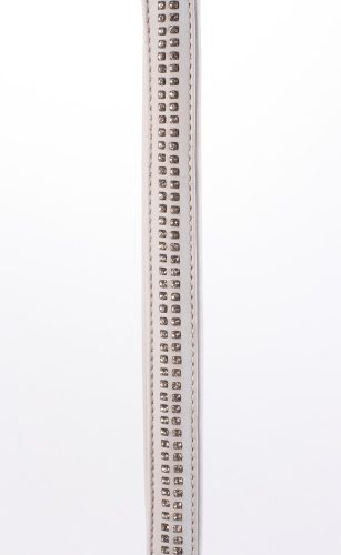 Lamb Leather Handle with 2 Rows of Small Rhinestones and Metal Chain White