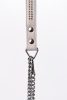 Lamb Leather Handle with 2 Rows of Small Rhinestones and Metal Chain White