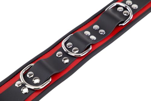 Bőrnyaklánc 3 karika – vörös-fekete design