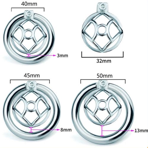 Fém büntetőketrec – Hexy húgycsődugóval, 3 x 3.3 cm