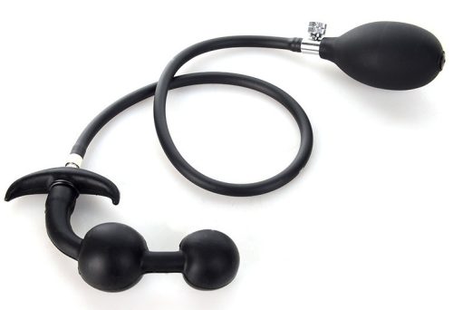 Vízálló felfújható anális plug golyókkal - 14 x 3 cm