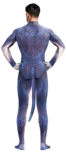 Kék-fehér Raptus dinoszaurusz jelmez cosplayhoz