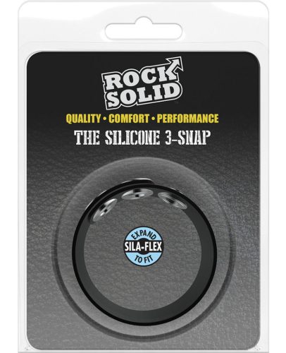 Állítható szilikon péniszgyűrű – három snap fekete