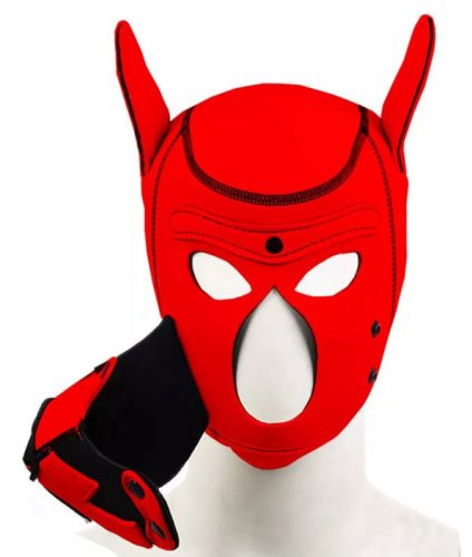 Puppy Fox – piros-fekete neoprén maszk érzéki játékokhoz