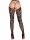 Rose Lace Crotchless Tights with Open Back - Black O/S