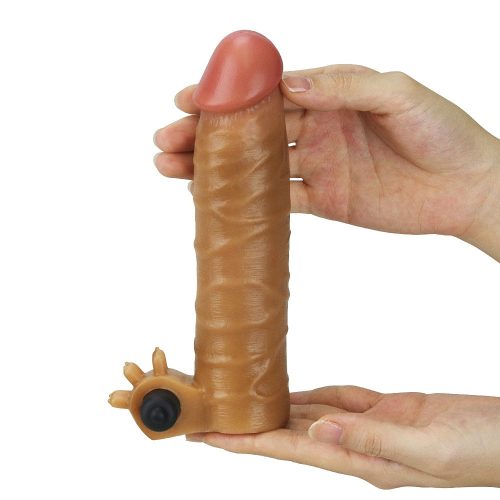Add 1.5" Vibrating Silicone Extender Brown_B15O50_1